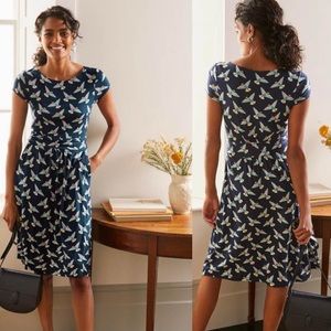 Boden Amelie Birds print Navy Exotic flight dress